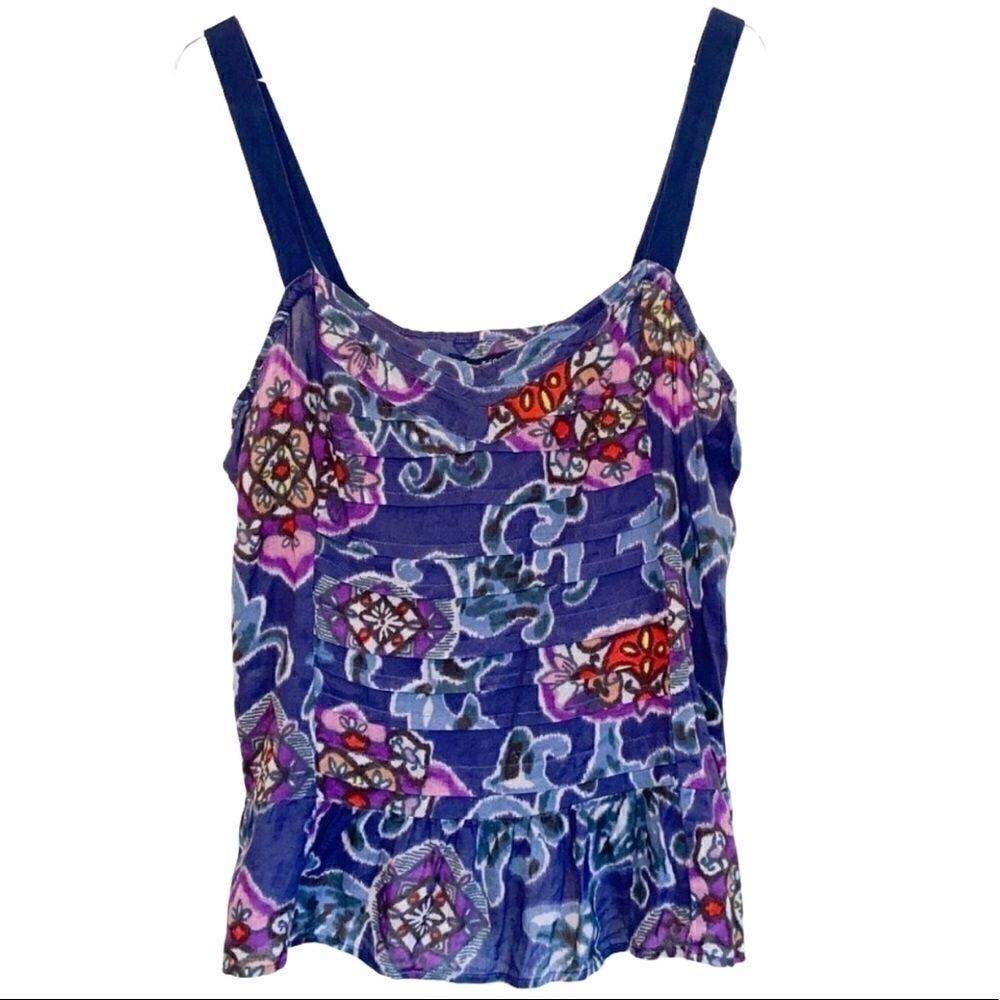 American Eagle Ruffle Blue Tank Top